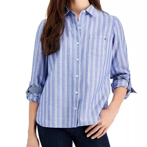 TOMMY HILFIGER Striped Roll-Tab Shirt - Picture 2 of 6